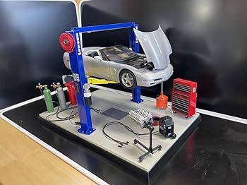 Amazon.co.jp: 118 ジオラマ カーリフト 2柱リフト ミニカー用